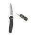 Benchmade 940-2 Osborne Knife with Plain Reverse Tanto Blade (Black) with Knife Sharpener