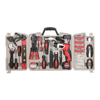 Apollo Tools 161 Piece Complete Household Tool Set with 3.6 Volt Lithium-Ion Cordless Screwdriver