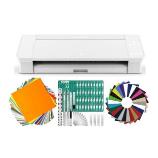 Silhouette Cameo 4 Desktop Cutting Machine (White) with Vinyl 33 Sheets, Adhesive Sheets and