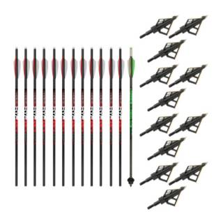 Killer Instinct Crossbows Hypr 20-inch Crossbow Bolts (12-Pack) with Decocking Bolt and Broadheads