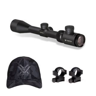 Vortex Crossfire II 3-9x40 Riflescope (V-Brite MOA Reticle) (Black) with 1-inch Scope Rings and Hat