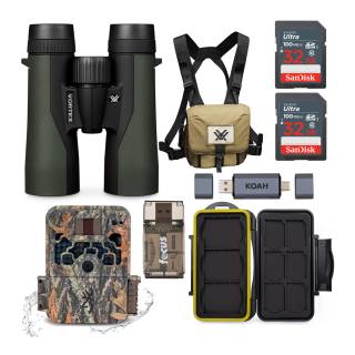 Vortex 10x42 Crossfire HD Binoculars Bundle with Browning Trail Camera, Memory Cards and Card Reader