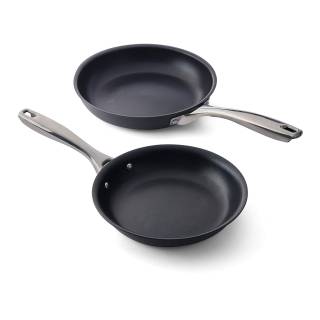 Cuisipro Easy Release Hard Anodized Stainless Steel Fry Pan 2-piece Set, 1.25qt / 8"diameter and 2.25qt / 9.5" diameter