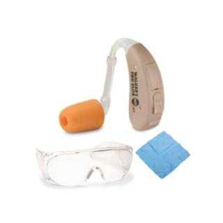 Walker’s Game Ear HD Pro Elite Hearing Enhancer (Beige) with OTG Shooting Glasses and Microfiber Cleaning Cloth