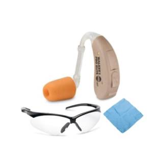 Walker’s Game Ear HD Pro Elite Hearing Enhancer (Beige) with Shooting Glasses and Microfiber Cleaning Cloth