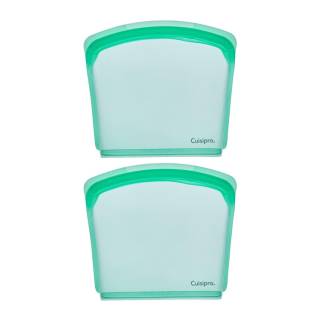 CUISIPRO Green Silicone Pack-it Bag, 10" x 9", 67.5 fl oz, Seamless (2 Pack)