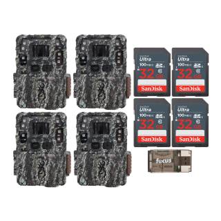 Browning Trail Camera Strike Force Pro DCL w/ 32 GB Memory Card and Card Reader (4-Pack)