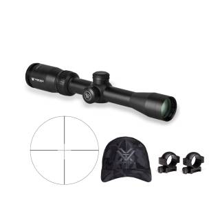 Vortex Crossfire II 2-7x32 Riflescope (Dead-Hold BDC MOA Reticle) Whit 1-inch Riflescope Rings and Hat