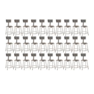 National Public Seating 6418B-30 18-Inch Heavy Duty Padded Comfortable Steel Stool, Gray (30-Pack)