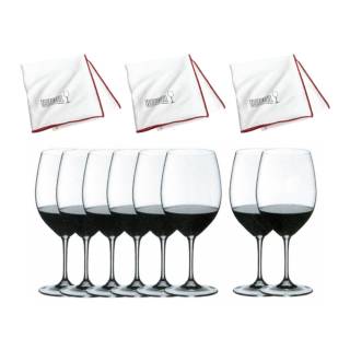 Riedel Vinum Bordeaux Wine Glasses (Set of 8) with Microfiber Polishing Cloth (3-Pack)