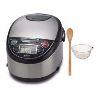 Tiger JAX-T Microcomputer Controlled Rice Cooker/Warmer (5.5 Cups) w/ Rice Washing Bowl and Bamboo Spoon