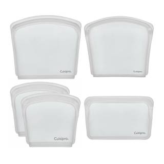 CUISIPRO Clear Silicone Pack-it Reusable Storage Bags with 4 Various Sized Bags, Eco-Friendly, Seamless (4 Pack)