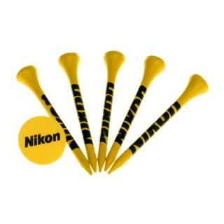 Nikon NGT-1-WHT Golf Tees with Durable Hardwood Construction and Ball Marker (Bright Yellow)
