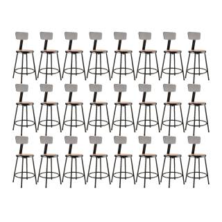 National Public Seating 6224B-10-24 24-Inch Steel Stool with Backrest, Black (24-Pack)
