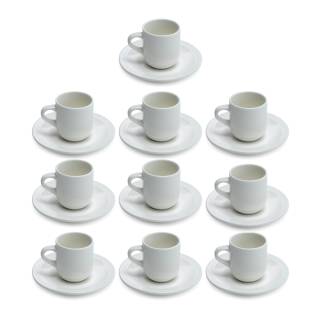ChefWave 3oz Ceramic Tiara Espresso Cup and Saucer Set (10-Pack)