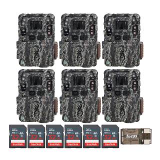Browning Trail Camera Strike Force Pro DCL (6-Pack) with 32GB Memory Card (6-Pack) and Card Reader