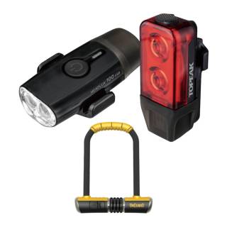 Topeak PowerLux USB Combination Light Set and OnGuard Bulldog Combo STD Bike U-Lock (4.53 x 9.06 Inch)