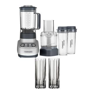 Cuisinart Velocity Ultra Trio 1HP Blender/Food Processor with Travel Cups w/ Set of 2 Fizz Cocktail Glasses