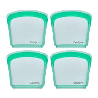 Cuisipro Green Silicone Pack-it Bags (5.25 x 4.75-inch, 6.75 fl oz, Seamless, 4-Pack)