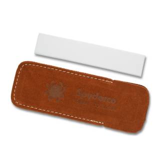 Spyderco Compact and Lightweight Fine-Grit Ceramic Pocket Stone with Suede Carry Case (White)
