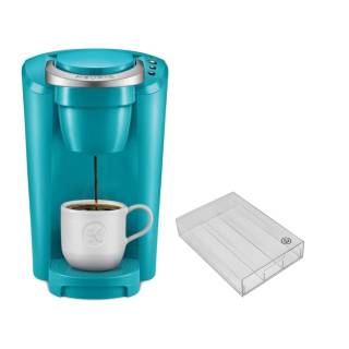Keurig K-Compact Single-Serve K-Cup Pod Coffee Maker (Turquoise) with Acrylic Coffee Pod Organizer