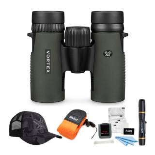 Vortex 8x32 Diamondback Roof Prism Binoculars with Cap, Foam Floating Camera Strap and Accessory Bundle