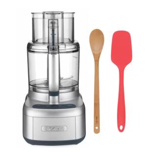 Cuisinart Elemental 11-Cup Food Processor (Silver) with Asian Kitchen Bamboo Spoon and Baking Silicone Spoon Spatula