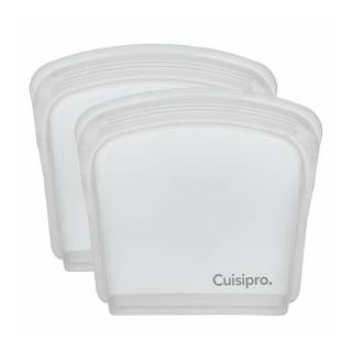 CUISIPRO Clear Silicone Pack-it Bags, 5.25" x 4.75", 6.75 fl oz, Eco-Friendly, Seamless, 2 pieces