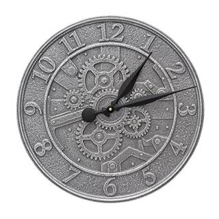 Whitehall Gear 16-in Indoor Outdoor Wall Clock (Pewter/Silver)