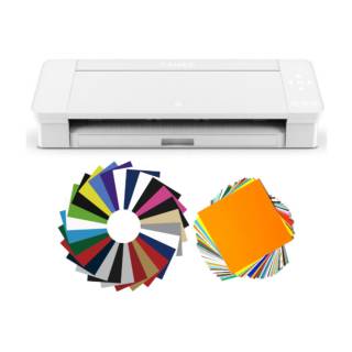 Silhouette Cameo 4 Desktop Cutting Machine (White) W/ PVC Heat Transfer Vinyl 33 Sheets HTV and Permanent Adhesive Back