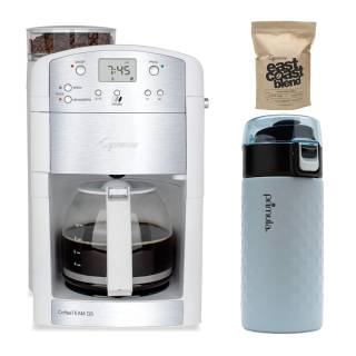 Capresso CoffeeTEAM GS Coffee Maker and Conical Burr Grinder Combination w/Blend Whole Bean Coffee & Tumbler