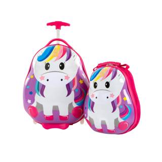 Hey’s Travel Tots Lightweight Print Protected 2-Piece Kids luggage and Backpack Set (Unicorn)