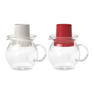 Hario 300ml Teabag Teapot 2-Pack Color-Coded for Decaf and Regular Coffee (Red & White)