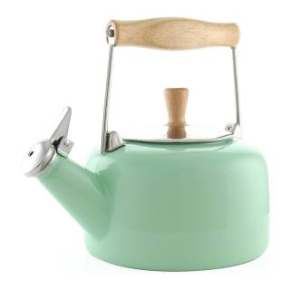 Chantal 1.4-Quart Enamel-on-Steel Sven Tea Kettle w/ Wood Handle (Mint Green)