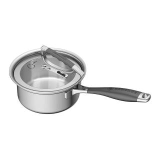 CookCraft by Candace | 1.5 Quart Tri-Ply Bonded Stainless Steel Aluminum Core Dishwasher Safe Sauce Pan with Glass Latch Lid