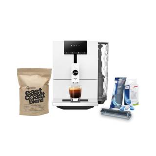 Jura ENA 4 Espresso Machine (Nordic White) with Water Filter, Cleaning Tablets and Whole Bean Coffee