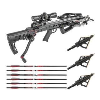 Killer Instinct Fatal-X Crossbow with Dead Silent Crank and 6 Arrows and 3 Broadheads Basic Bundle