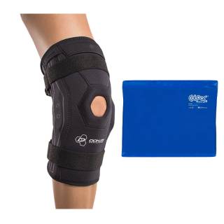 DonJoy Performance BIONIC Knee Brace (Black, Medium) and Ice Pack (11 x 14")