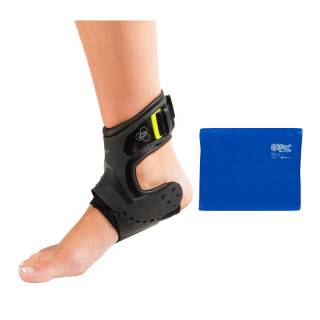 DonJoy Performance POD Ankle Brace (Right, Medium, Black) and Ice Pack (11x14")