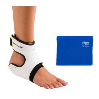 DonJoy Performance POD Ankle Brace (Left, Large, White) and Ice Pack (11 x 14")