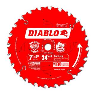 Freud D0724X Diablo 7-1/4-Inch 24 Tooth ATB Carbide Framing Saw Blade