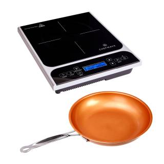 ChefWave LCD 1800W Portable Induction Cooktop Countertop Burner and Frying Pan
