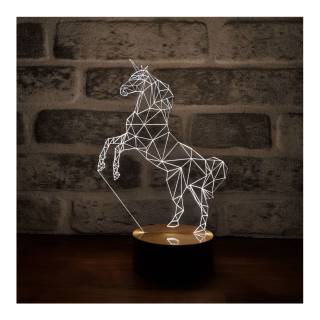 By-Lamp 3D Unicorn Horse Lamp w/ handmade wood base