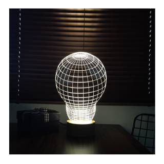 By-Lamp 3D Bulb New Lamp w/ handmade wood base