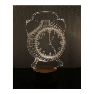 By-Lamp 3D Clock Lamp w/ handmade wood base