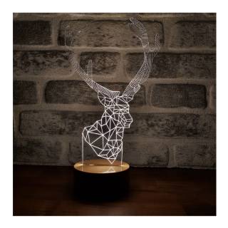 By-Lamp 3D Fallow Deer Lamp w/ handmade wood base