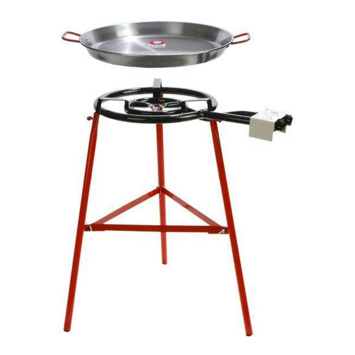 Garcima Tabarca Paella Pan Set with Burner, 20-Inch Carbon Steel Outdoor Pan and Reinforced Legs