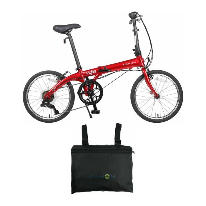 Dahon VYBE D7 Folding Bike (Red) with Dahon Foldable Carry Bag