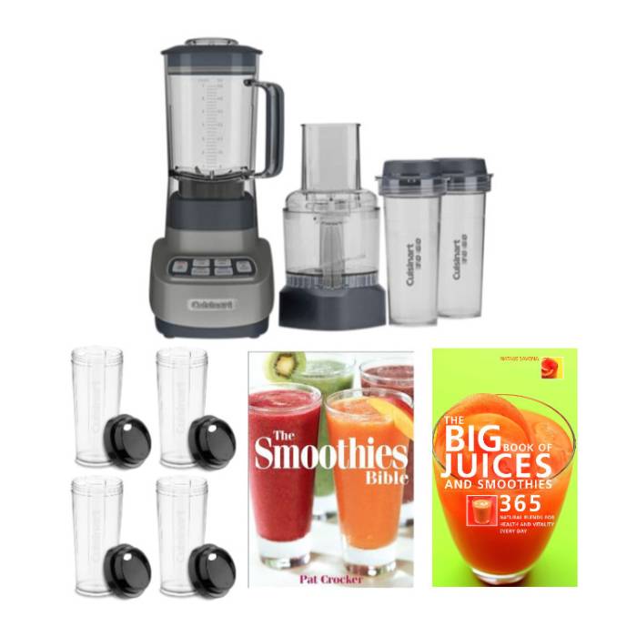 Cuisinart Velocity Ultra Blender/Food Processor with Travel Cups and Recipe Books Bundle